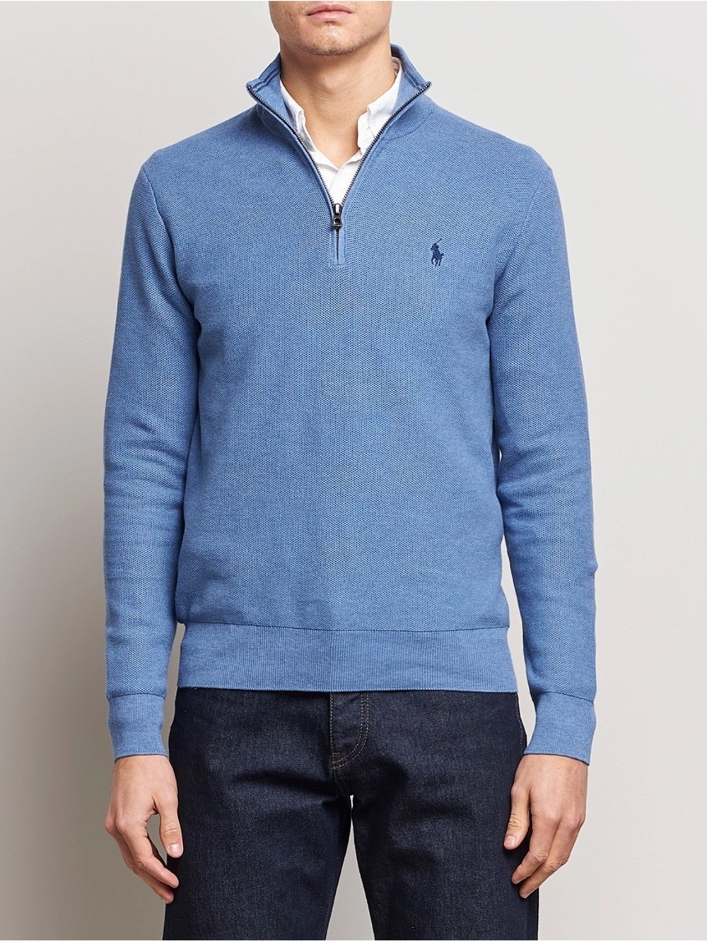 Polo by Ralph Lauren Men’s light Blue & yellow Quarter-Zip Sweater - Picture 1 of 7